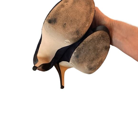 Marco Santi Navy Suede Peep Toe Stiletto Heels, size 9.5 - Picture 7 of 9